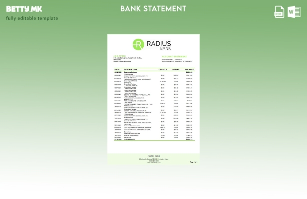 модерен стил на шаблон за збор за извод од банка во радиус на САД Масачусетс
